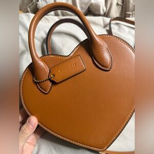 Coach Heart-Shaped Mini Bag in Tan Leather